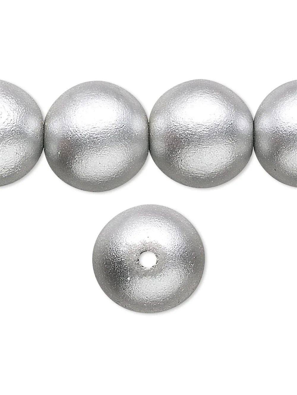 Philippines Metallic Silver XL South Sea 15mm Round Wood Beads 10 pcs